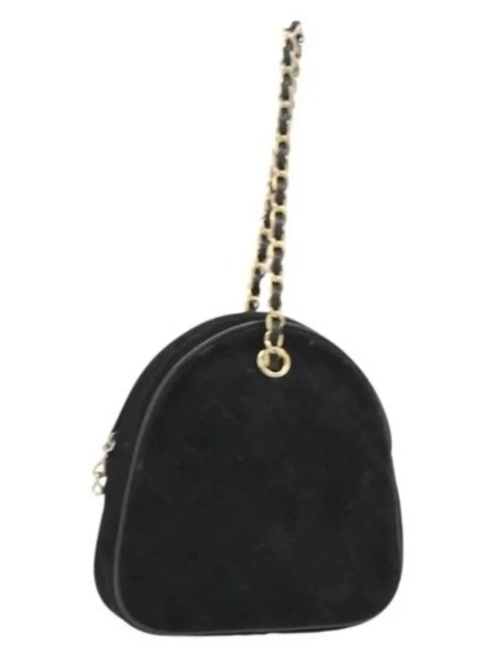 CHANEL Matelasse Chain Hand Bag Suede Black Gold CC Auth BA13591